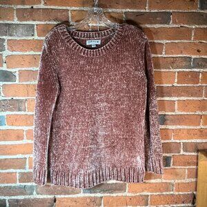 Orvis Womens M Chenille Sweater Pink Mauve Crew Neck Soft Cozy Classic Pullover